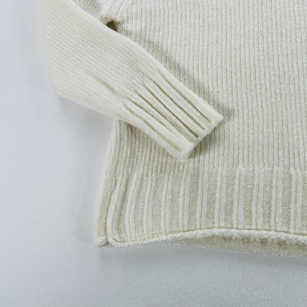 Christian Siriano Sweater Womens Small White Ribbed Knit Crewneck Pullover Soft - Picture 9 of 16